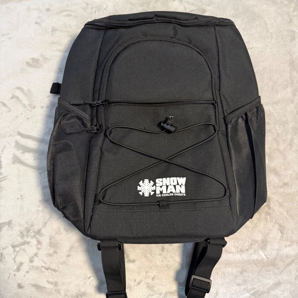 Snowman Cooler Backpack Insulated Black Hiking Bag Like New Read Description